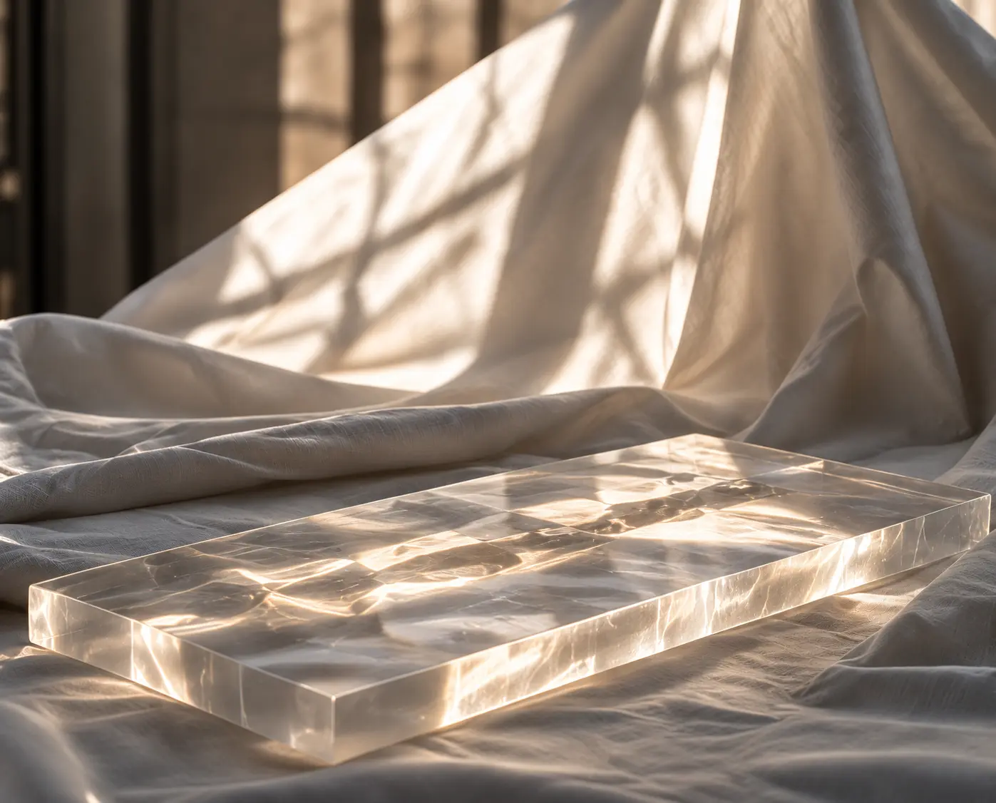 Verre et textile traversés par la lumière