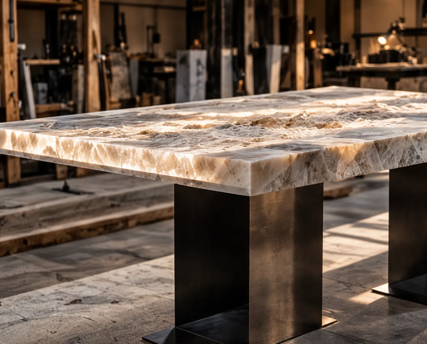 Prototype de table en pierre en cours de mise au point
